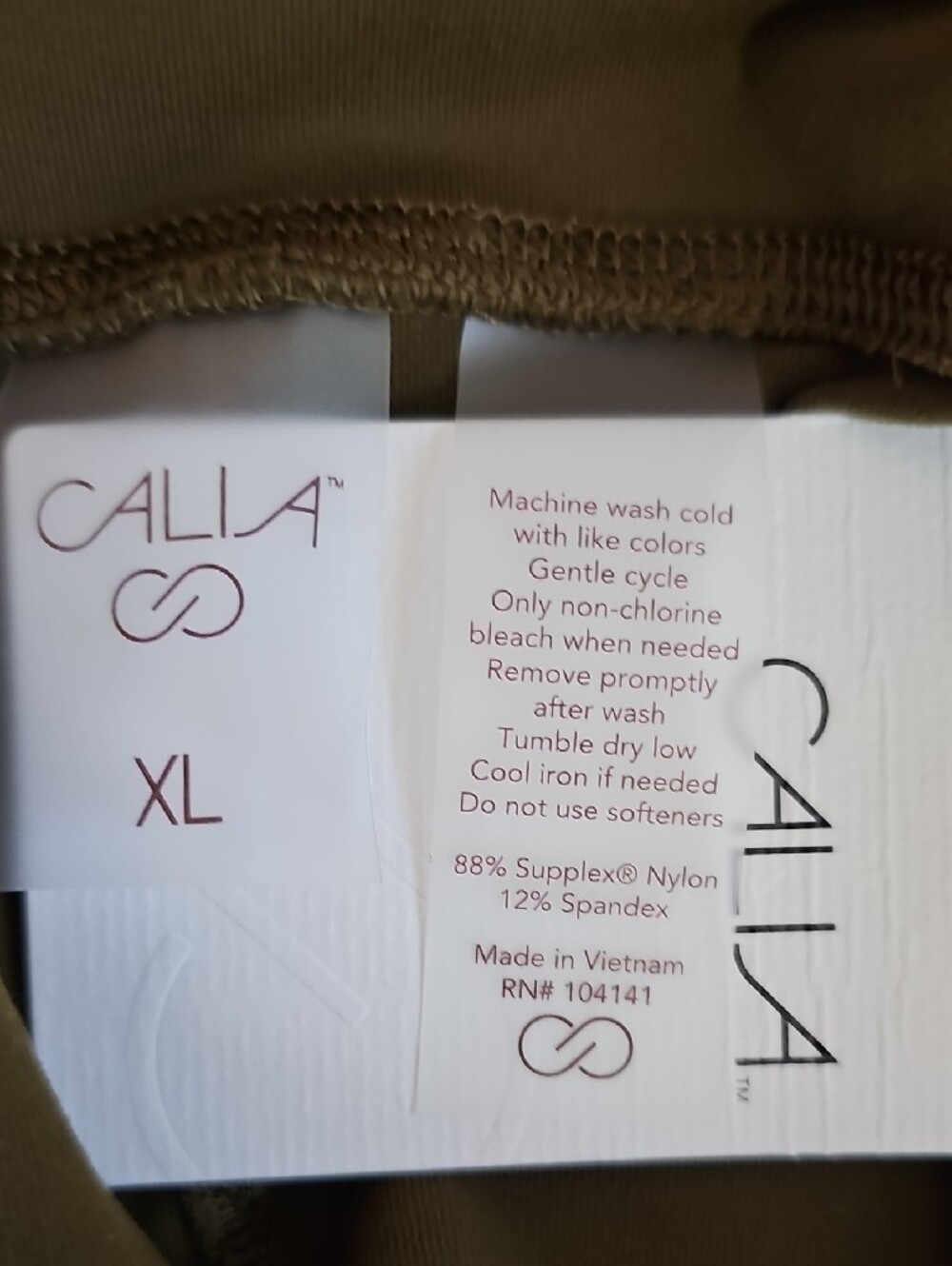 NWT CALIA Essential Straight Leg Pants XL Dark Khaki Olive High Waist Athleisure - Picture 6 of 6